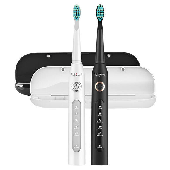 FairyWill FW-507 Black&White набор: звуковая зубная щетка для чистки зубов, 2 шт + чехол, 2 шт + насадки для звуковой зубной щетки, 8 шт.
FairyWill FW-507 Black&White набор: звуковая зубная щетка для чистки зубов, 2 шт + чехол, 2 шт + насадки для звуковой зубной щетки, 8 шт.