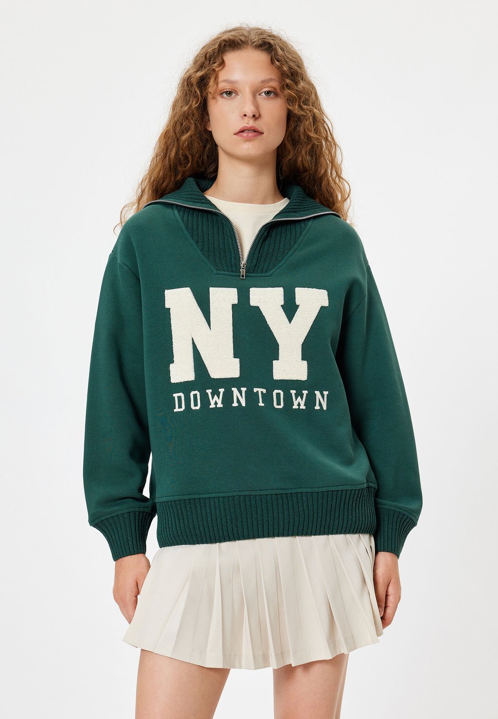 Толстовка HALF ZIPPER Koton, зеленый 
Толстовка HALF ZIPPER Koton, зеленый