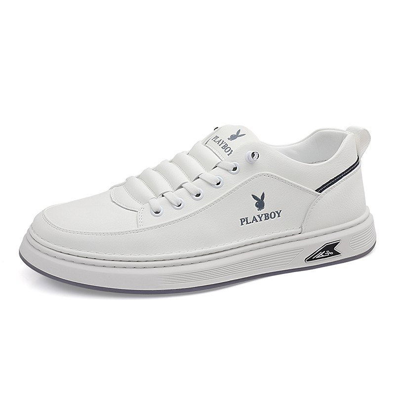 Playboy Дышащие мужские скейтерские кроссовки на низком ходу из белой натуральной кожи, цвет White Full Leather 
Playboy Дышащие мужские скейтерские кроссовки на низком ходу из белой натуральной кожи, цвет White Full Leather