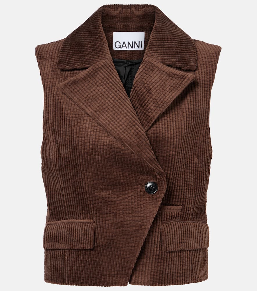 Хлопковый вельветовый жилет Ganni, Chicory Coffee
Хлопковый вельветовый жилет Ganni, Chicory Coffee