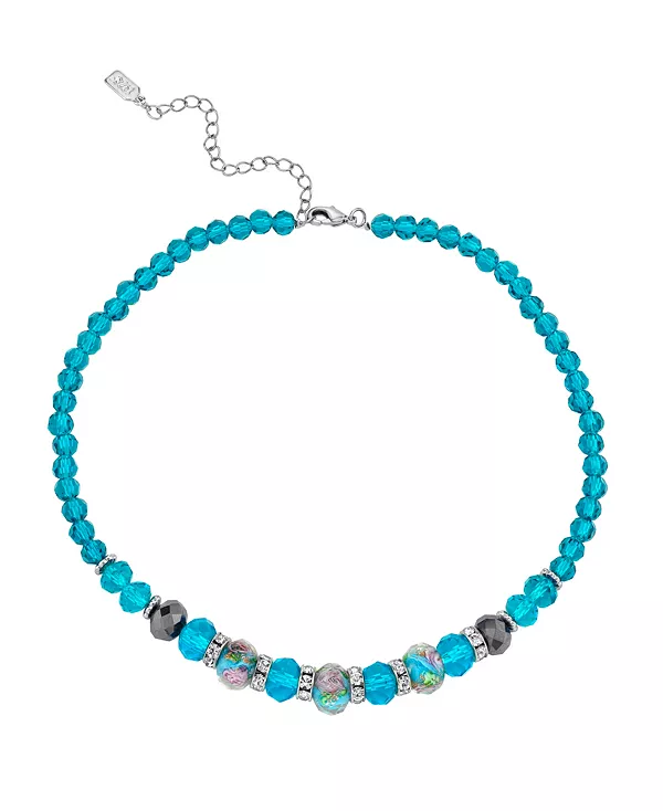 Ожерелье из бисера с цветочным узором серебристого оттенка аквамаринового цвета, регулируемое, 15 дюймов 2028, blue
Ожерелье из бисера с цветочным узором серебристого оттенка аквамаринового цвета, регулируемое, 15 дюймов 2028, blue