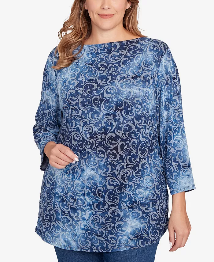 Топ большого размера с цветочным принтом и принтом тай-дай Ruby Rd., синий
Топ большого размера с цветочным принтом и принтом тай-дай Ruby Rd., синий