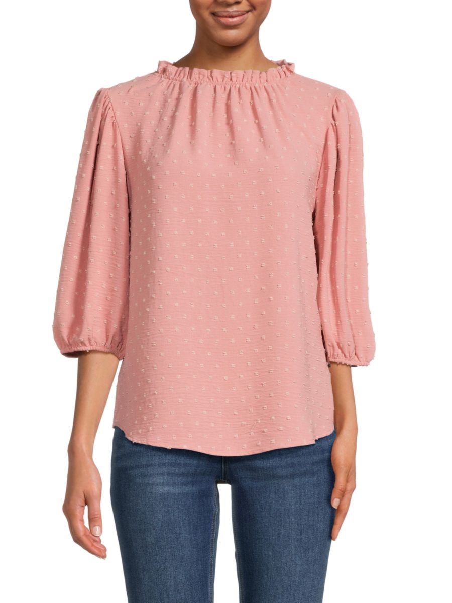 Блузка с рукавами-фонариками в швейцарский горошек Renee C., цвет Mauve 
Блузка с рукавами-фонариками в швейцарский горошек Renee C., цвет Mauve