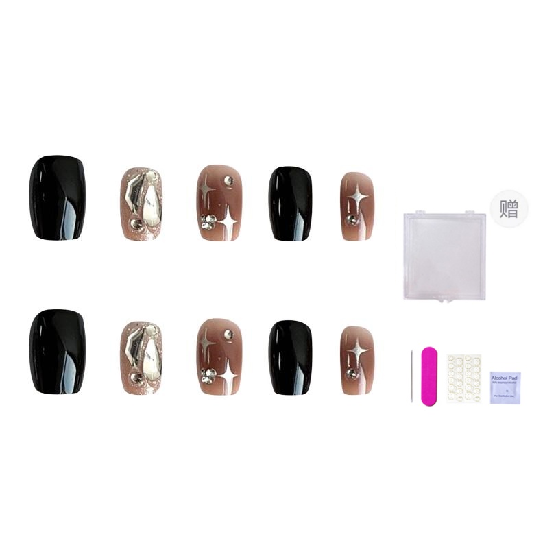 ORANOT Крутые черные звездчатые ногти с стразами, средняя лестница, 24 мм
ORANOT Крутые черные звездчатые ногти с стразами, средняя лестница, 24 мм