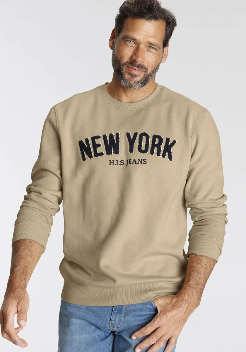Свитер H.I.S с аппликацией из высококачественного флока, бежевый