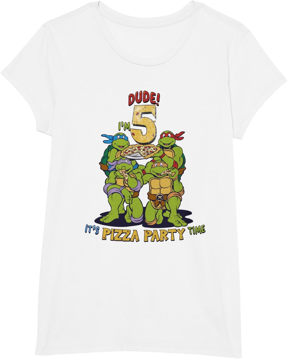 Детская футболка для девочек Teenage Mutant Ninja Turtles I'm 5 Dude Pizza Birthday Party, белый
Детская футболка для девочек Teenage Mutant Ninja Turtles I'm 5 Dude Pizza Birthday Party, белый