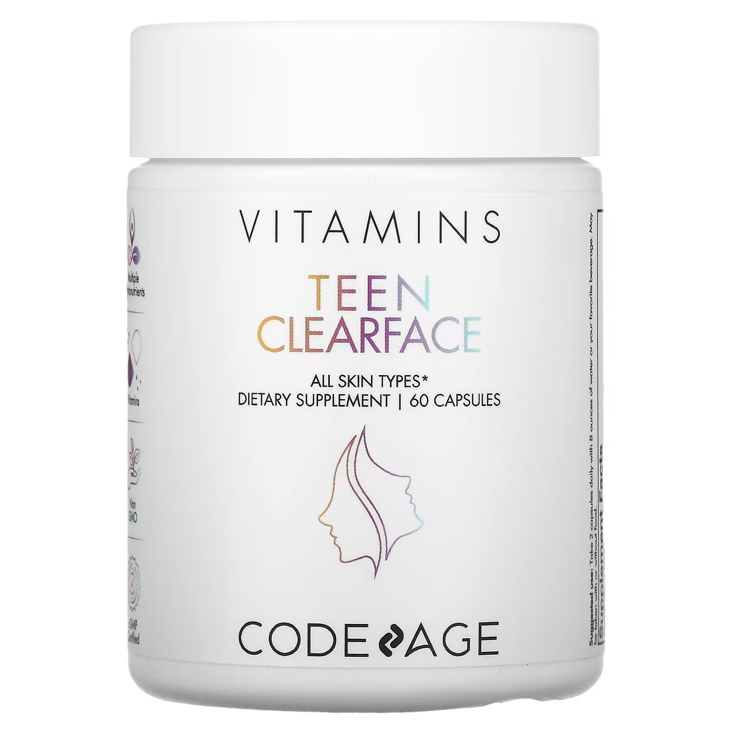 Codeage Teen Clearface Vitamins для всех типов кожи, 60 капсул
Codeage Teen Clearface Vitamins для всех типов кожи, 60 капсул
