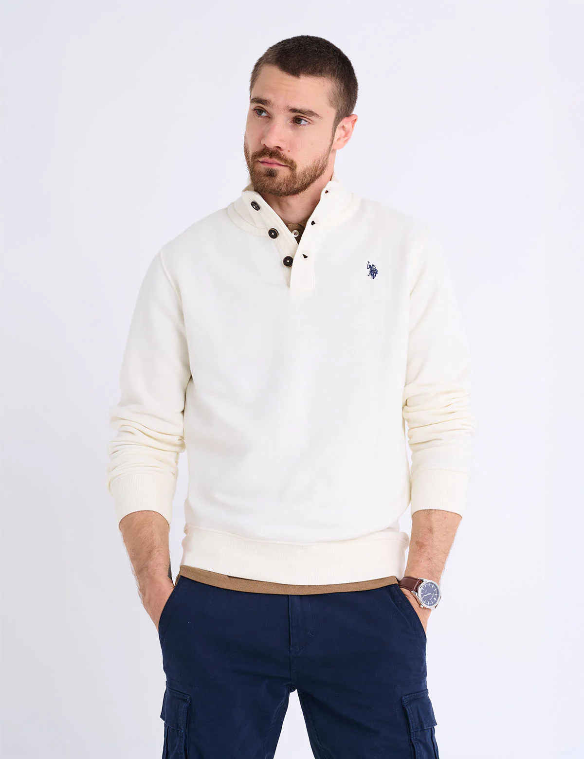 Пуловер U.S. Polo Assn Peached Fleece Button Mock Neck, ванильный
Пуловер U.S. Polo Assn Peached Fleece Button Mock Neck, ванильный