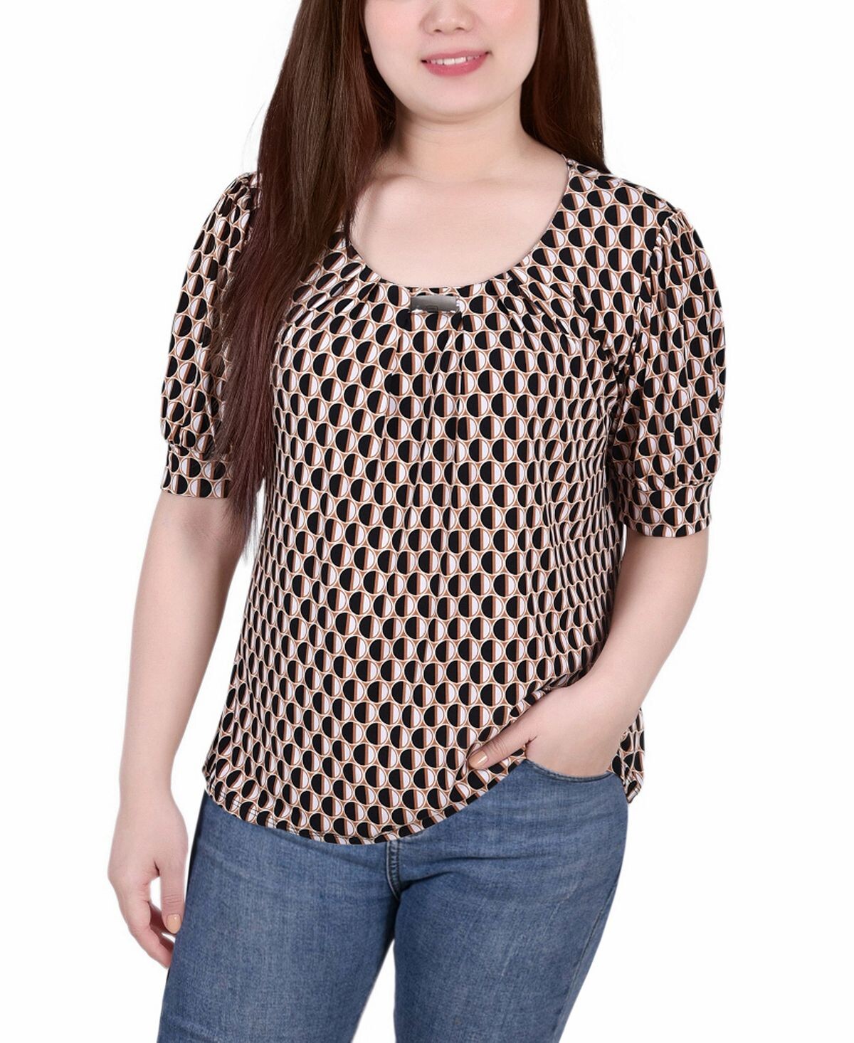 Женский топ missy с короткими рукавами и объемными рукавами NY Collection, мульти
Женский топ missy с короткими рукавами и объемными рукавами NY Collection, мульти