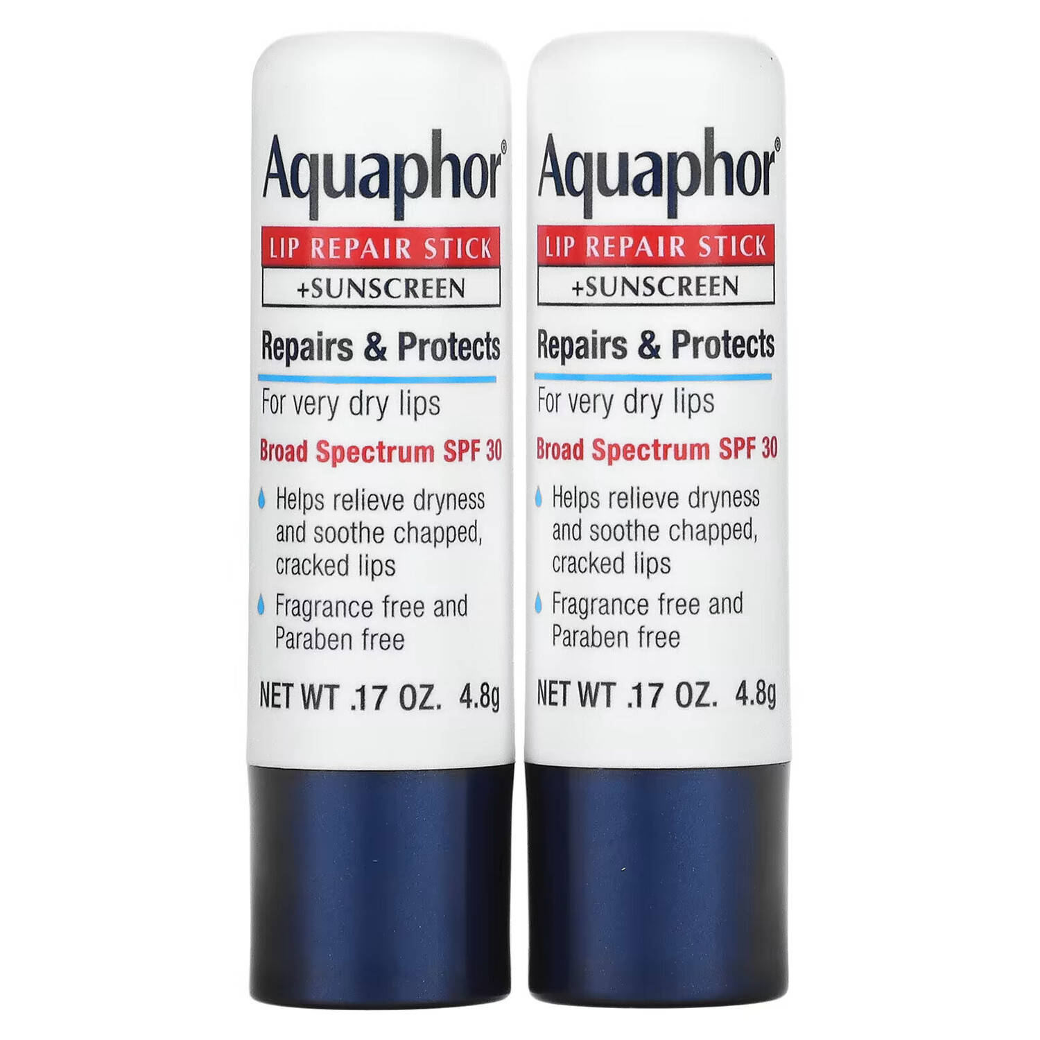 Aquaphor, Восстанавливающий стик для губ + солнцезащитный крем, SPF 30, без отдушек, двойной пакет, 2 стика по 4,8 г (0,17 унции) 
Aquaphor, Восстанавливающий стик для губ + солнцезащитный крем, SPF 30, без отдушек, двойной пакет, 2 стика по 4,8 г (0,17 унции)