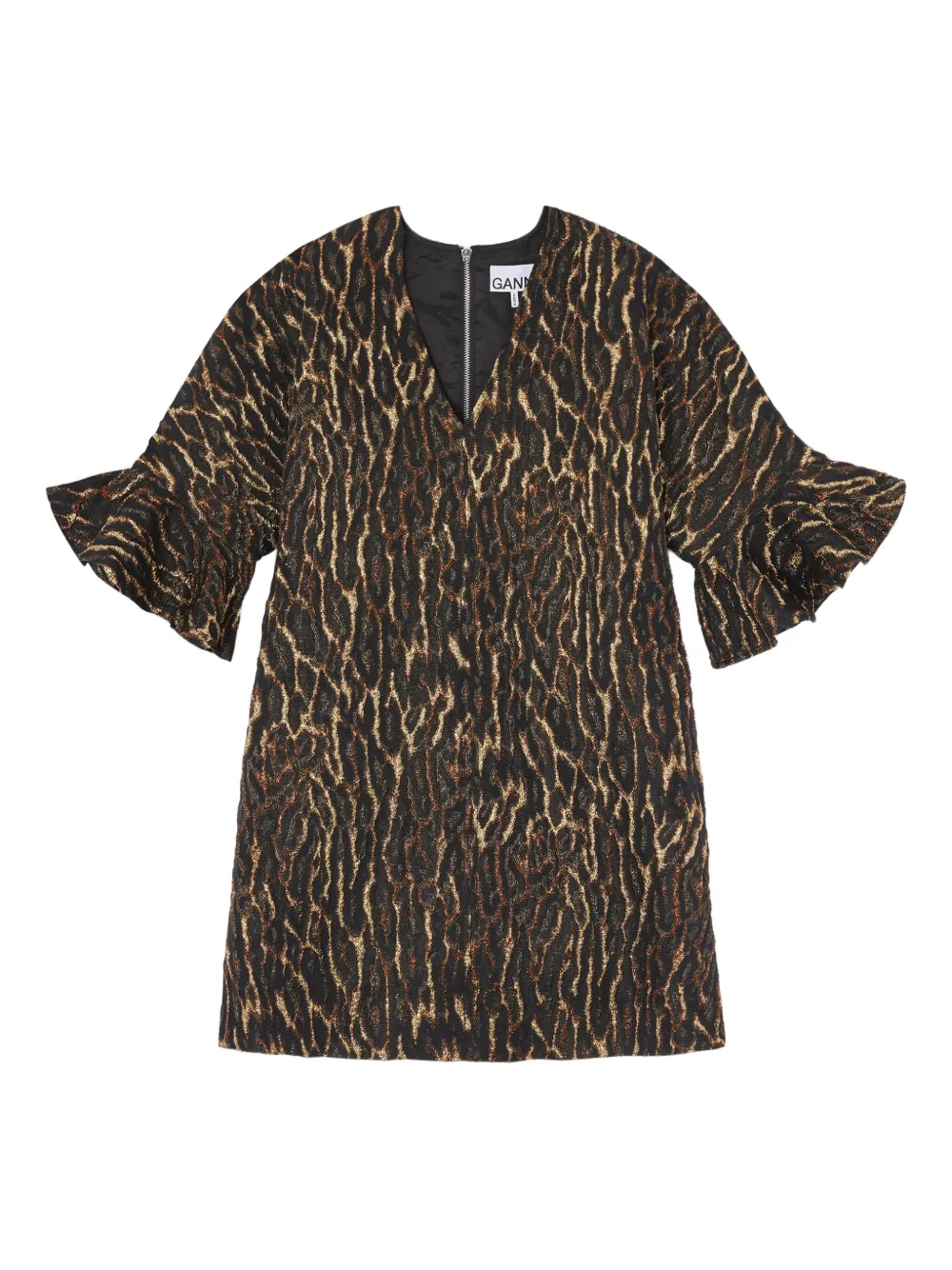 Платье мини с V-образным вырезом Ganni, коричневый
Платье мини с V-образным вырезом Ganni, коричневый