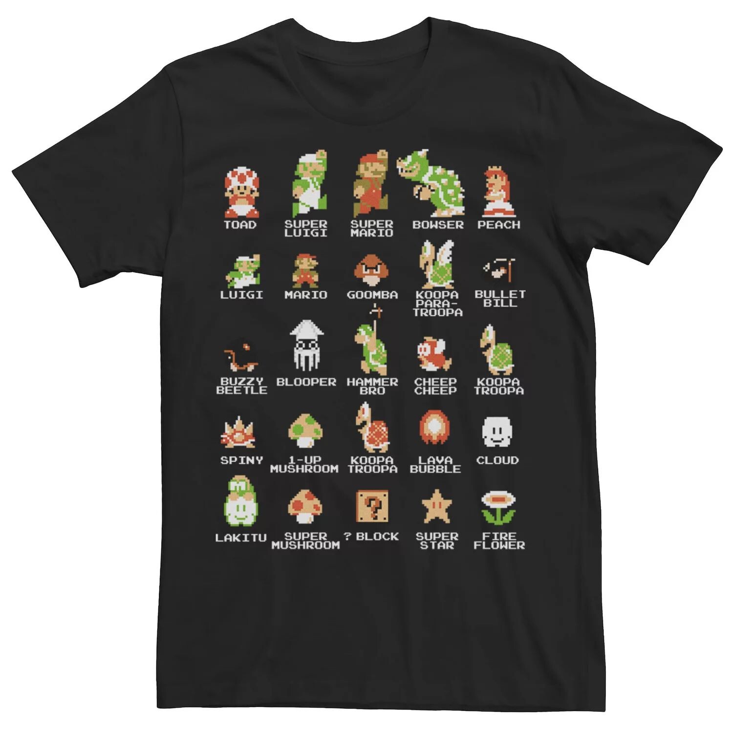 Мужская футболка с 8-битными пиксельными значками Nintendo Super Mario и винтажным графическим рисунком Licensed Character, черный
Мужская футболка с 8-битными пиксельными значками Nintendo Super Mario и винтажным графическим рисунком Licensed Character, черный