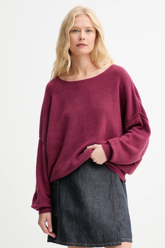 Свитер с добавлением шерсти Pull ML с круглым вырезом American Vintage, бордовый 
Свитер с добавлением шерсти Pull ML с круглым вырезом American Vintage, бордовый