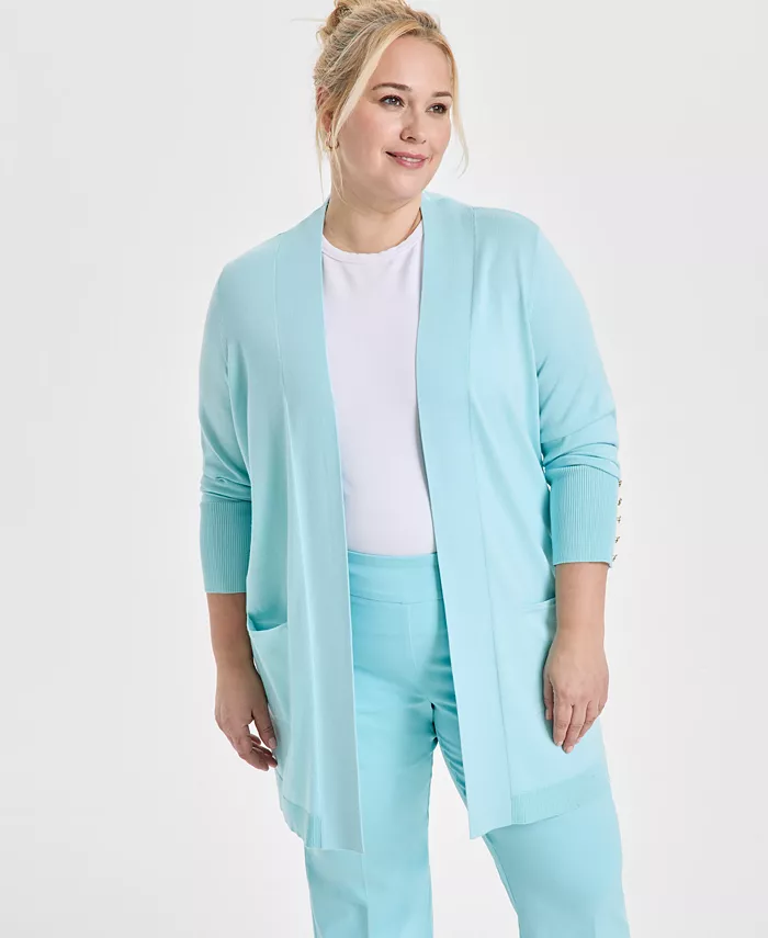 Кардиган с длинными рукавами и открытой полой, больших размеров JM Collection, синий
Кардиган с длинными рукавами и открытой полой, больших размеров JM Collection, синий