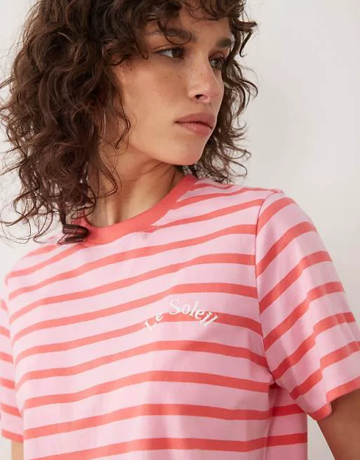 Розовая футболка GF с полосками New Look Soleil, Розовый, Розовая футболка GF с полосками New Look Soleil
Розовая футболка GF с полосками New Look Soleil, Розовый, Розовая футболка GF с полосками New Look Soleil