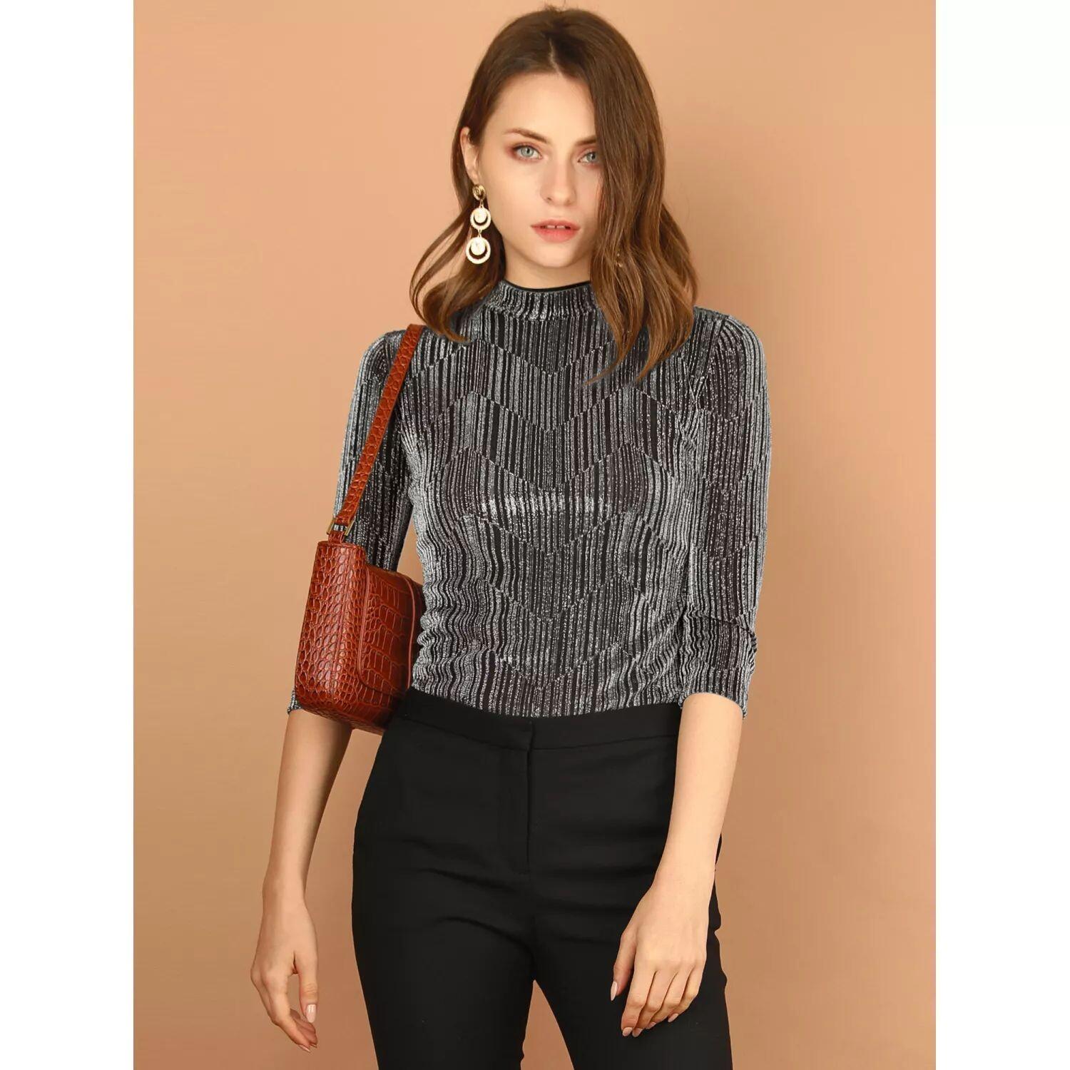 Женские блестящие полосатые топы металлик с рукавами 3/4 для вечеринок ALLEGRA K
Женские блестящие полосатые топы металлик с рукавами 3/4 для вечеринок ALLEGRA K