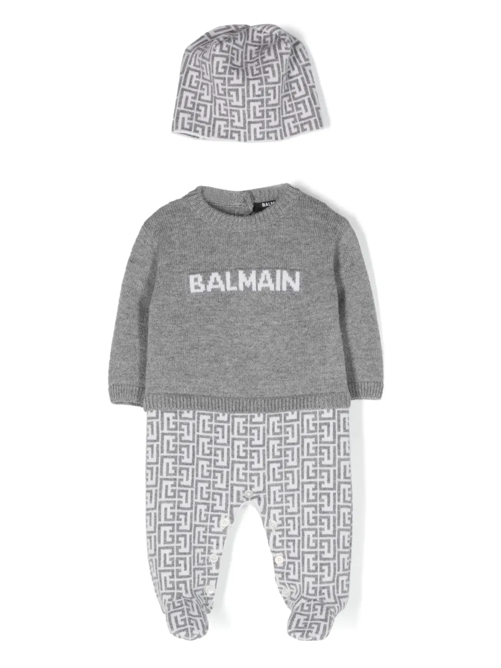 Комбинезон с логотипом Balmain Kids, серый 
Комбинезон с логотипом Balmain Kids, серый