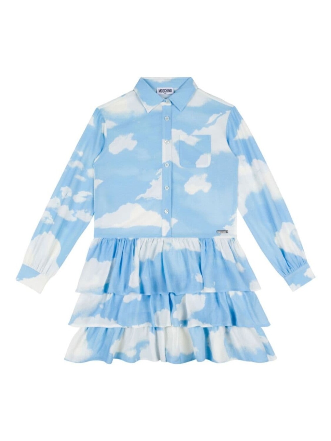 Moschino Kids платье-рубашка с оборками и принтом, синий
Moschino Kids платье-рубашка с оборками и принтом, синий