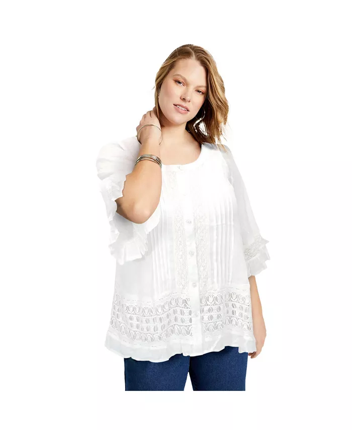 Женская блузка в стиле бохо с кружевной отделкой больших размеров June + Vie, белый
Женская блузка в стиле бохо с кружевной отделкой больших размеров June + Vie, белый