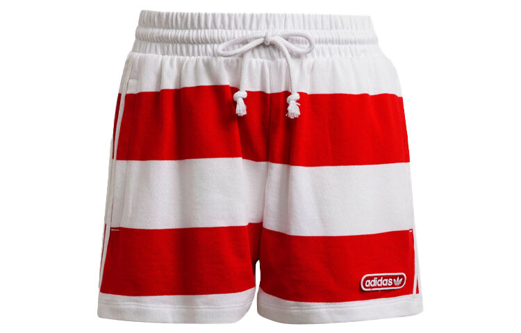 ПОЛОСАТЫЕ ШОРТЫ СРЕДНЕЙ ПОСАДКИ ПОВСЕДНЕВНЫЕ Женские Красные И Белые Adidas Originals