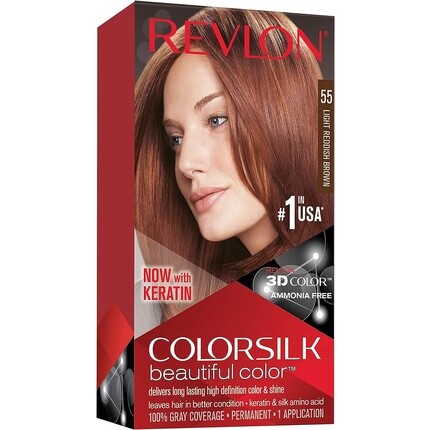 Перманентная краска для волос Colorsilk «55 Светло-красновато-коричневый», 60 мл, Revlon
Перманентная краска для волос Colorsilk «55 Светло-красновато-коричневый», 60 мл, Revlon