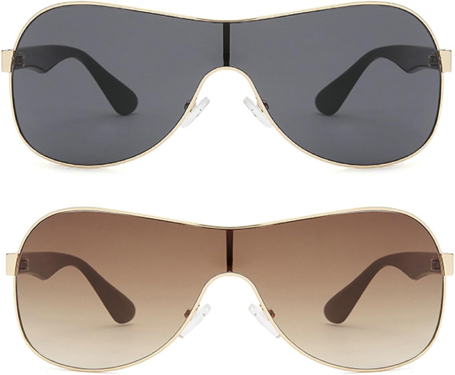 Модные солнцезащитные очки-пилот большого размера для женщин и мужчин, роскошные цельные солнцезащитные очки с обтекаемой формой, винтажные большие очки для вождения mincl, 2pcs-gold Gray&brown
Модные солнцезащитные очки-пилот большого размера для женщин и мужчин, роскошные цельные солнцезащитные очки с обтекаемой формой, винтажные большие очки для вождения mincl, 2pcs-gold Gray&brown