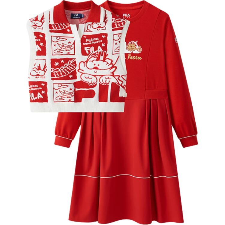 Детский костюм с юбкой FILA, цвет Set (White + Red) 
Детский костюм с юбкой FILA, цвет Set (White + Red)