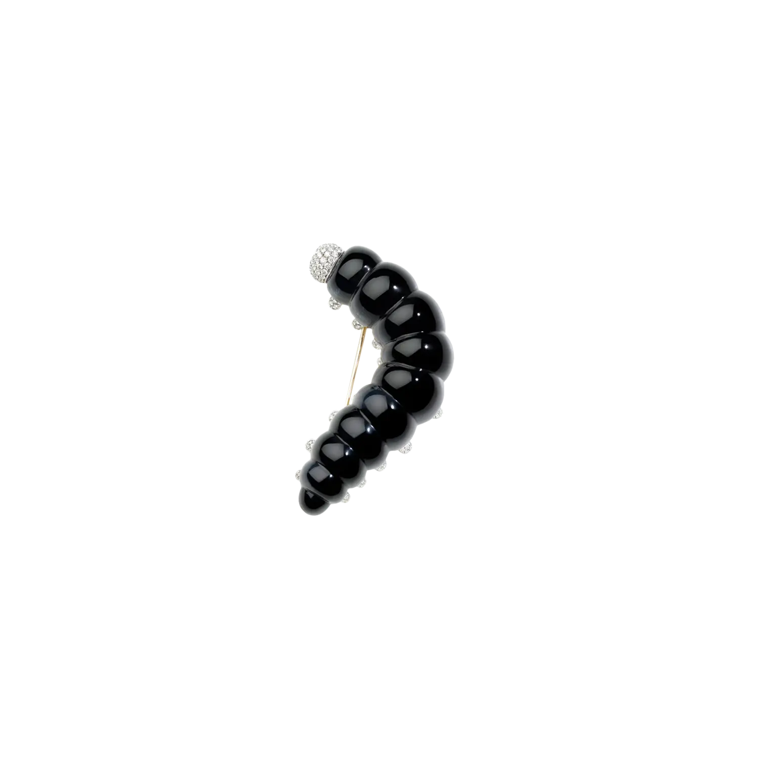 Брошь «гусеница» из белого золота с бриллиантами, ониксом и горным хрусталем Vhernier
Брошь «гусеница» из белого золота с бриллиантами, ониксом и горным хрусталем Vhernier