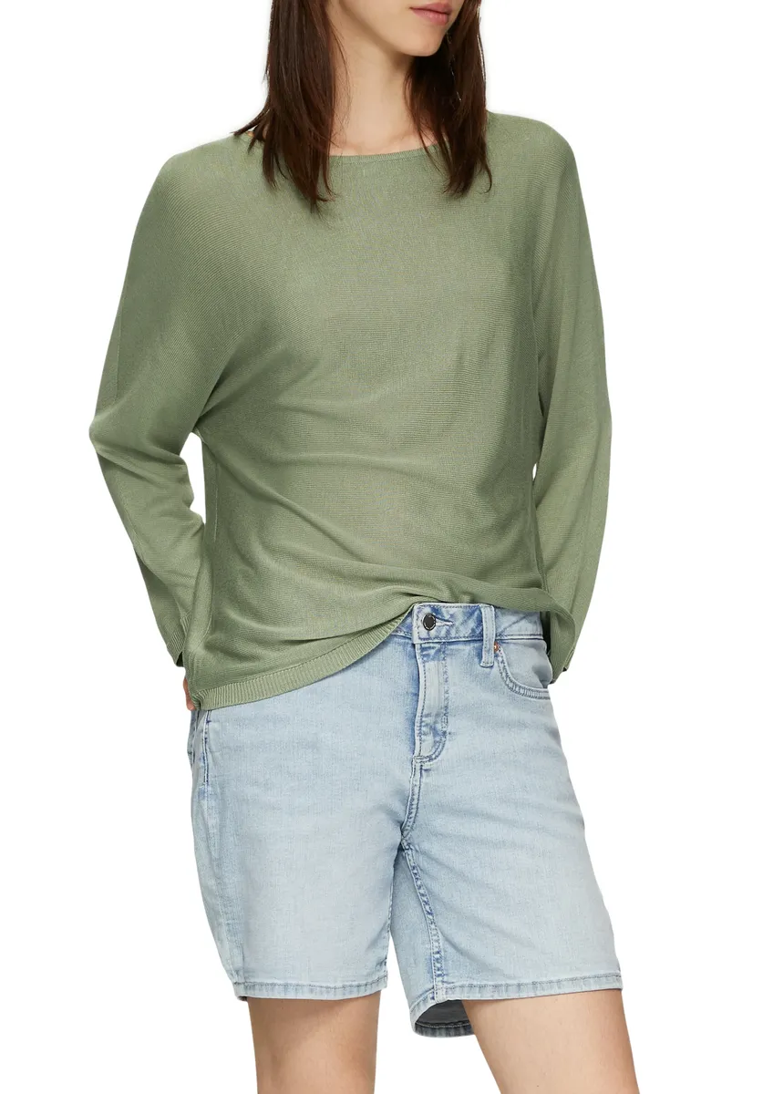 Свитер QS с круглым вырезом, вязаный вид, зеленый
Свитер QS с круглым вырезом, вязаный вид, зеленый