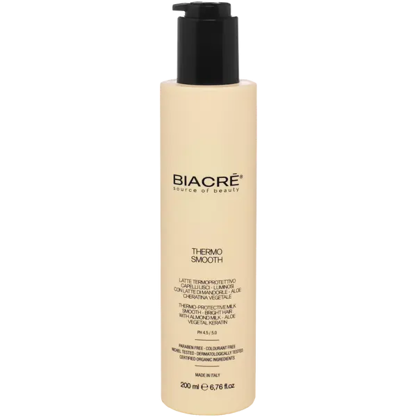 Термозащитное и разглаживающее молочко для всех типов волос, 200 мл Biacré Smoothing
Термозащитное и разглаживающее молочко для всех типов волос, 200 мл Biacré Smoothing