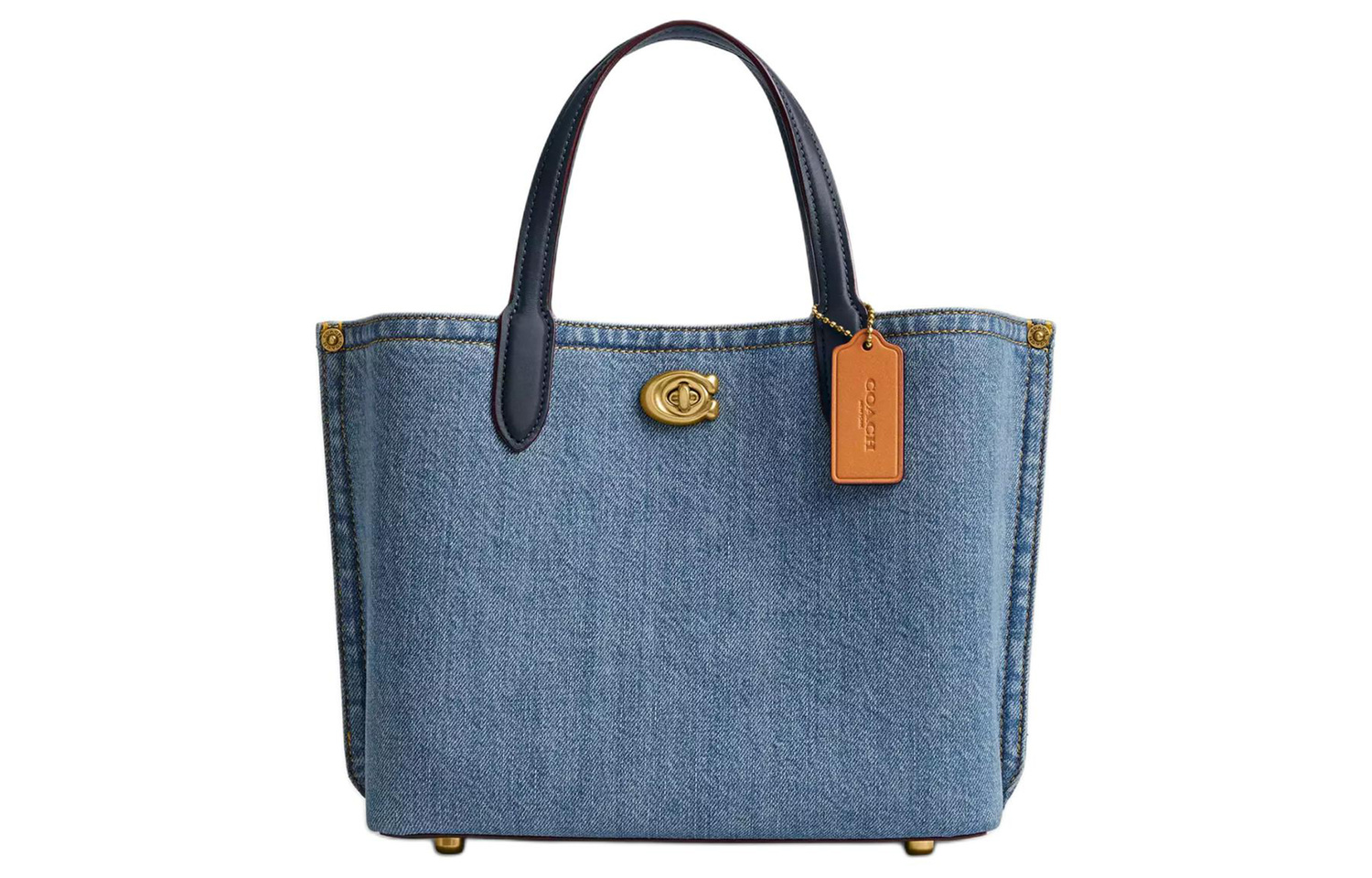 Сумка через плечо Coach из денима ивы среднего размера для женщин с латунной фурнитурой цвета индиго 
Сумка через плечо Coach из денима ивы среднего размера для женщин с латунной фурнитурой цвета индиго