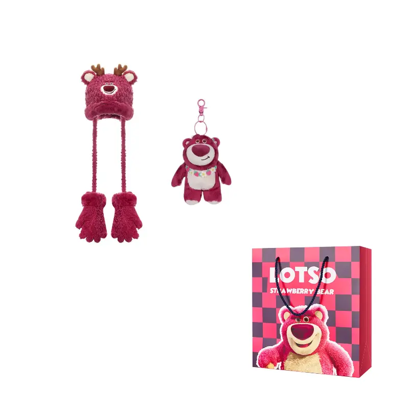 Disney Шапка из полиэстера серии "Клубничный мишка" для женщин, Lotso Antler Plush Two-Piece Set+Doll Pendant 
Disney Шапка из полиэстера серии "Клубничный мишка" для женщин, Lotso Antler Plush Two-Piece Set+Doll Pendant