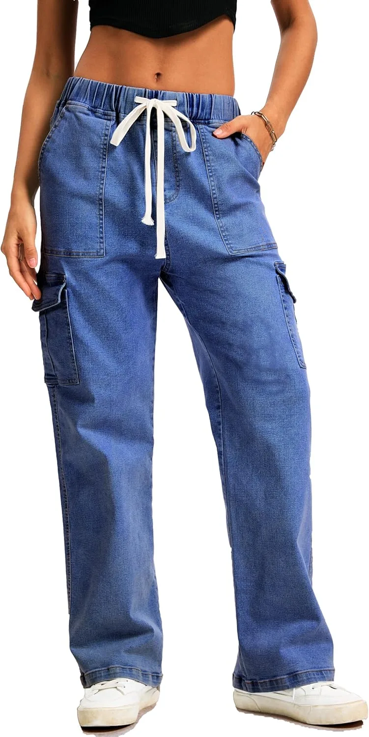 Женские высокие карго штаны Y2K, прямые, эластичные, 6 карманов HVEPUO
Женские высокие карго штаны Y2K, прямые, эластичные, 6 карманов HVEPUO