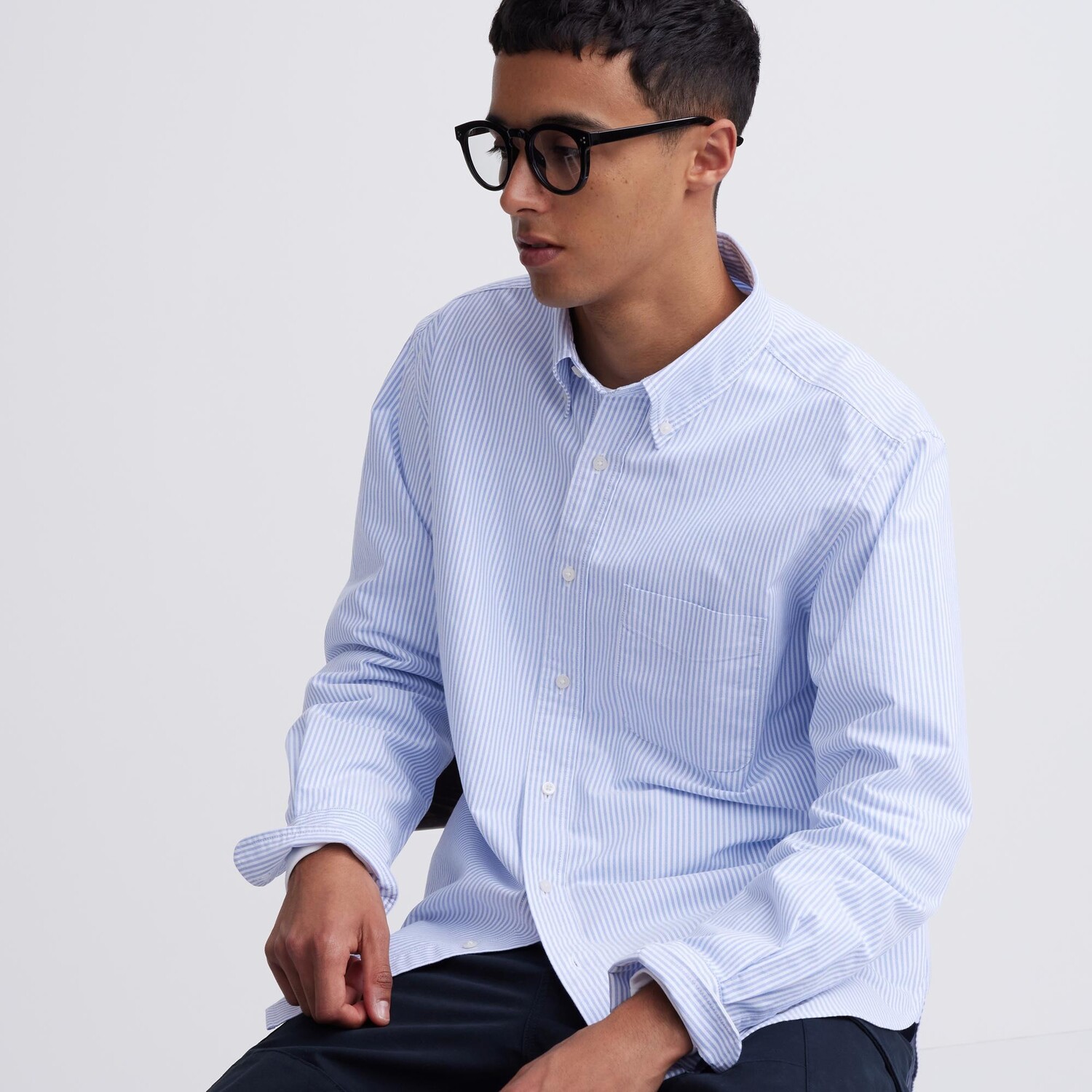 Рубашка в полоску с длинным рукавом Oxford Uniqlo, синий
Рубашка в полоску с длинным рукавом Oxford Uniqlo, синий