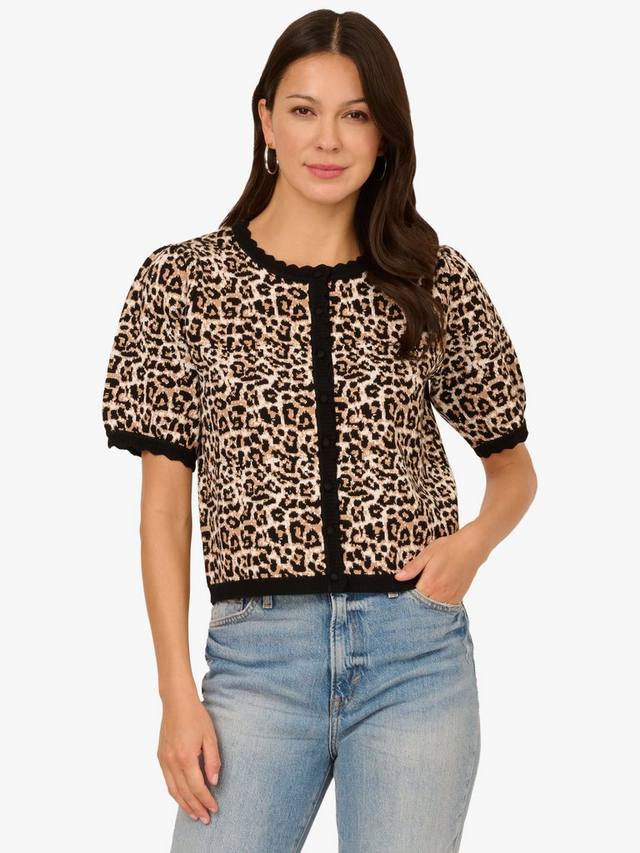 Кардиган с леопардовым принтом с короткими рукавами Adrianna Papell, Natural/Multi
Кардиган с леопардовым принтом с короткими рукавами Adrianna Papell, Natural/Multi