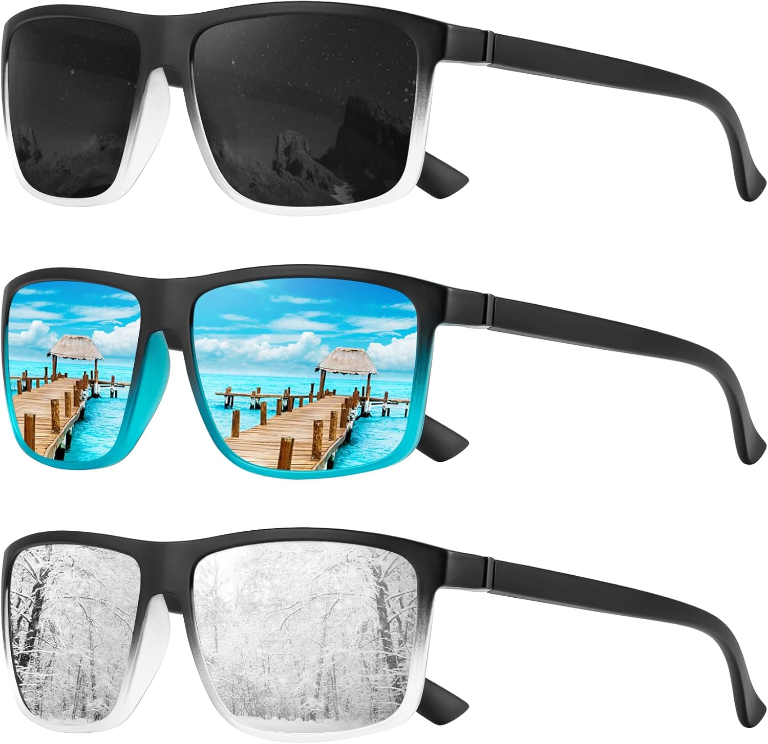 Поляризованные солнцезащитные очки KALIYADI для мужчин и женщин, мужские солнцезащитные очки с защитой от УФ-излучения для вождения, рыбалки, гольфа (3 шт.), (3 Pack) Black Clear & Black/Black Blue & Blue/Black Clear & Silver
Поляризованные солнцезащитные очки KALIYADI для мужчин и женщин, мужские солнцезащитные очки с защитой от УФ-излучения для вождения, рыбалки, гольфа (3 шт.), (3 Pack) Black Clear & Black/Black Blue & Blue/Black Clear & Silver