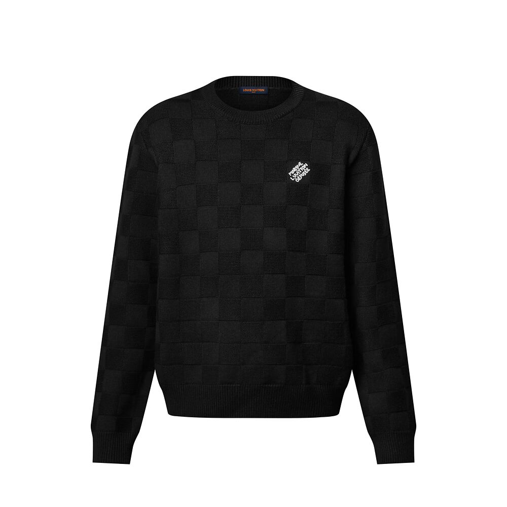 Украшенный шерстяной пуловер Damier Louis Vuitton, черный
Украшенный шерстяной пуловер Damier Louis Vuitton, черный