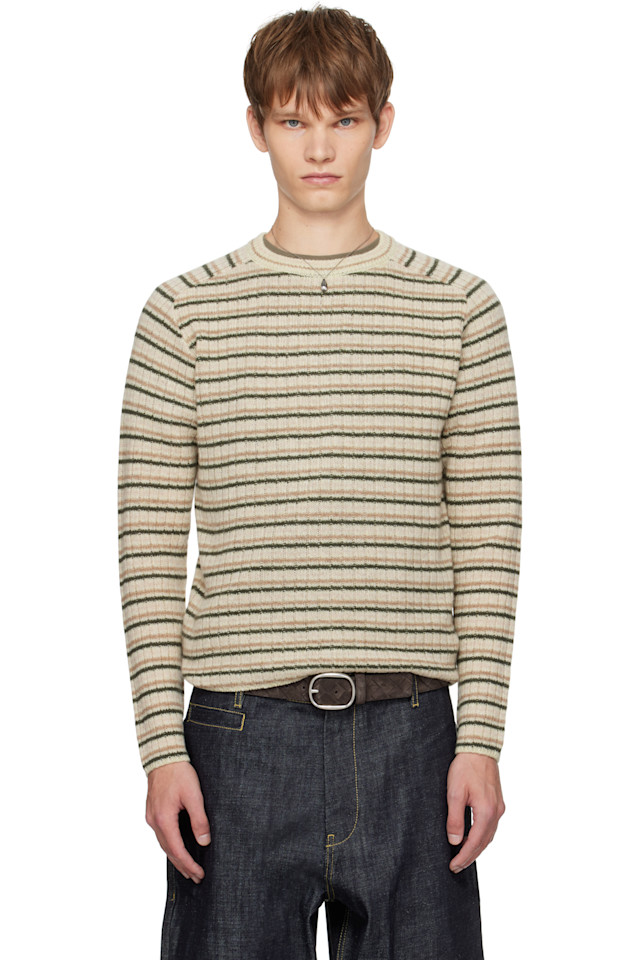 Auralee Бежевый свитер из кашемира и шерсти породы Шетландская овчарка в рубчик
Auralee Бежевый свитер из кашемира и шерсти породы Шетландская овчарка в рубчик