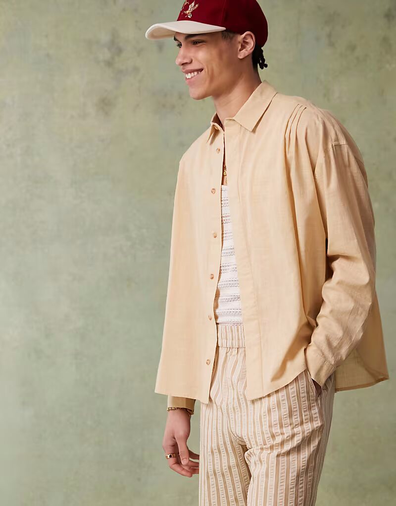 Рубашка свободного кроя ASOS DESIGN с потайными пуговицами в каменном цвете
Рубашка свободного кроя ASOS DESIGN с потайными пуговицами в каменном цвете