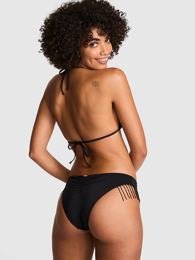 Бразильские плавки-бикини с бахромой из бисера Pink Swim, черный
Бразильские плавки-бикини с бахромой из бисера Pink Swim, черный