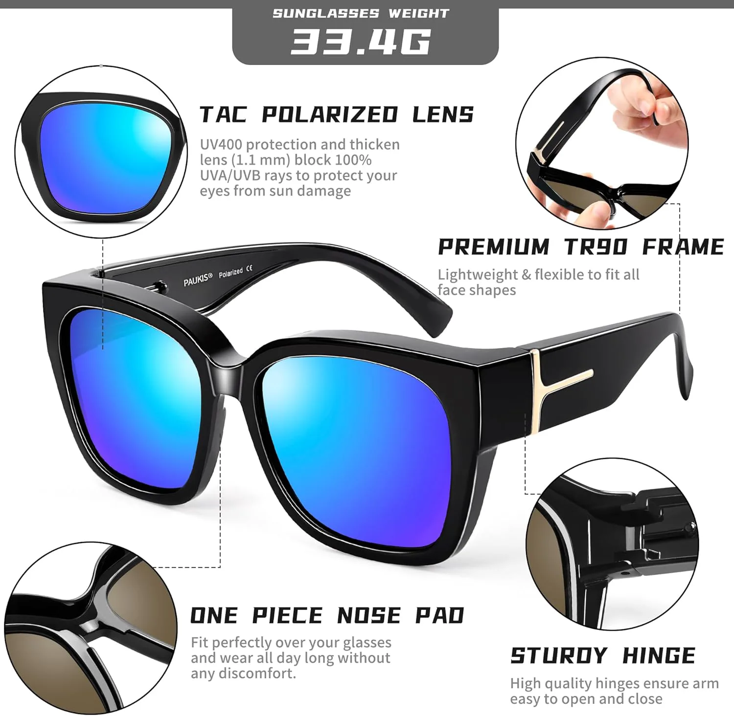 Солнцезащитные очки, надеваемые поверх очков, для женщин и мужчин, поляризованные, с защитой UV400, модные квадратные Paukis, A05 Gloss Black Frame/Blue Lens
Солнцезащитные очки, надеваемые поверх очков, для женщин и мужчин, поляризованные, с защитой UV400, модные квадратные Paukis, A05 Gloss Black Frame/Blue Lens