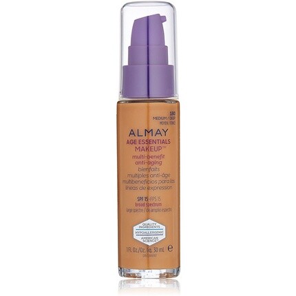 Age Essentials Anti-Aging Spf Foundation Medium Deep, 1 унция жидкости, Almay
Age Essentials Anti-Aging Spf Foundation Medium Deep, 1 унция жидкости, Almay