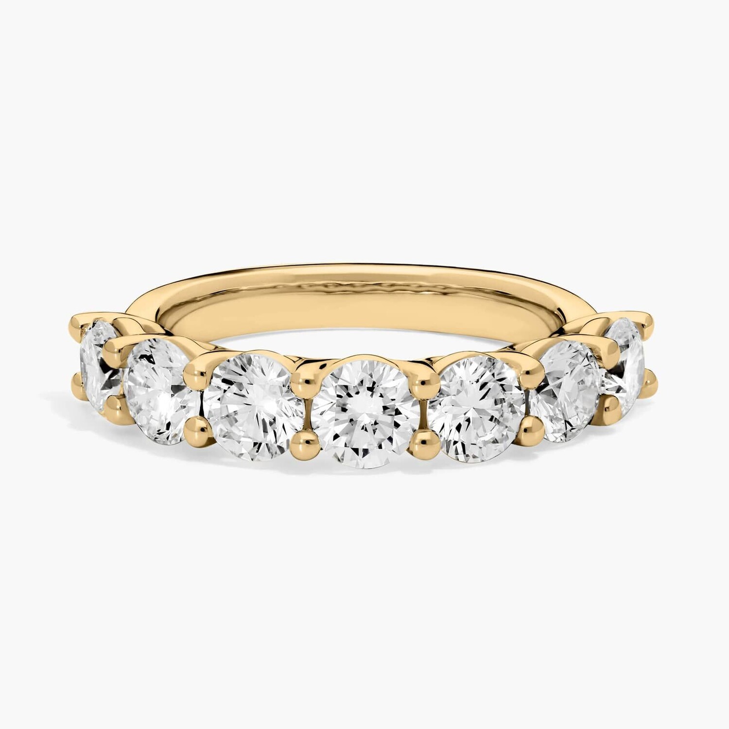 Кольцо с семью камнями в форме купола и выращенными в лаборатории бриллиантами из желтого золота 14 карат (2 карата, двойной цвет - FG / VS2-SI1) Blue Nile 
Кольцо с семью камнями в форме купола и выращенными в лаборатории бриллиантами из желтого золота 14 карат (2 карата, двойной цвет - FG / VS2-SI1) Blue Nile