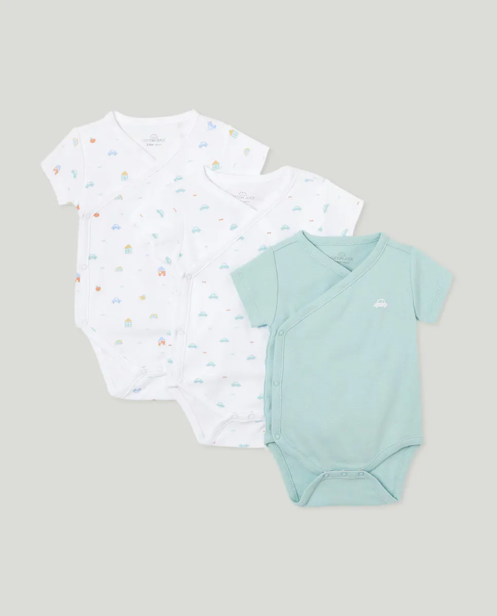 Набор из трех детских боди с короткими рукавами Cotton Juice, зеленый
Набор из трех детских боди с короткими рукавами Cotton Juice, зеленый