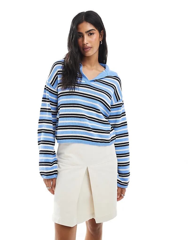 Плотный трикотажный топ-поло с длинными рукавами в синюю полоску от ASOS DESIGN
Плотный трикотажный топ-поло с длинными рукавами в синюю полоску от ASOS DESIGN