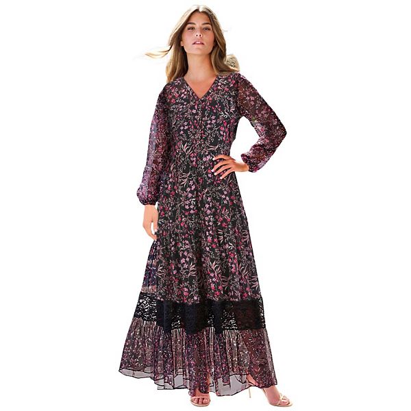 Женское платье макси с кружевными ярусами plus size Roaman'S, Pink Floral Print
Женское платье макси с кружевными ярусами plus size Roaman'S, Pink Floral Print