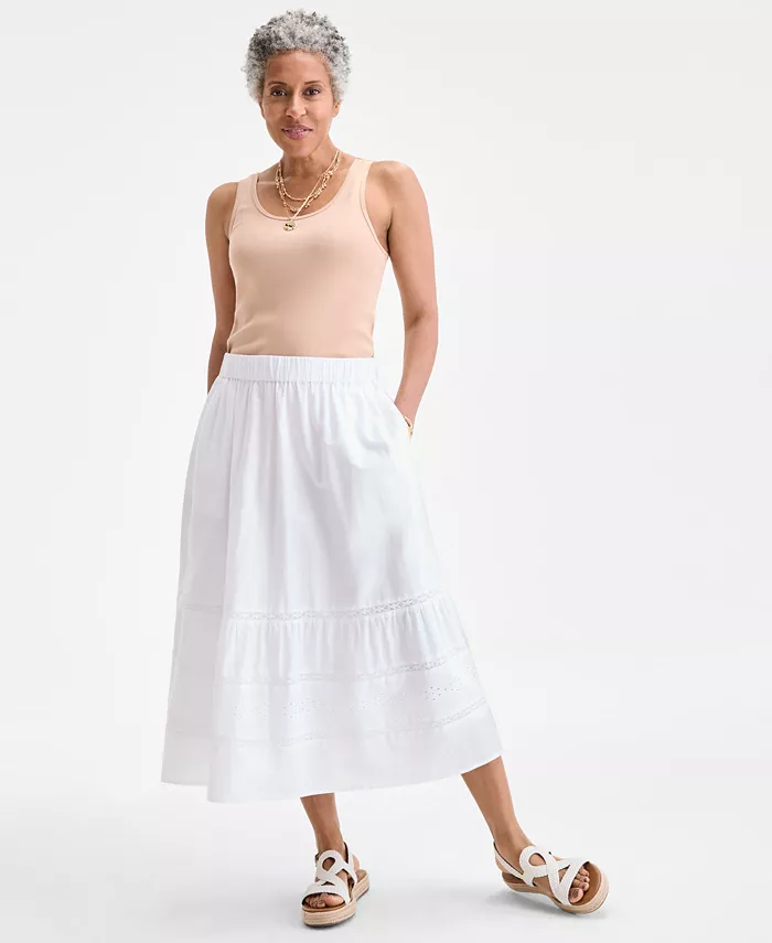 Женская хлопковая кружевная юбка-карандаш с застежкой-молнией Style & Co, белый
Женская хлопковая кружевная юбка-карандаш с застежкой-молнией Style & Co, белый