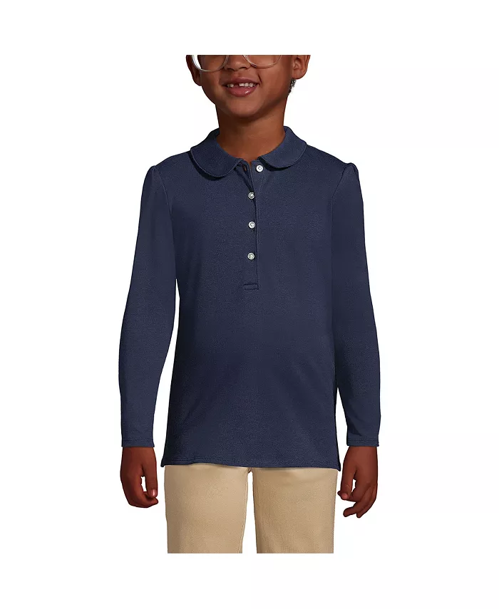 Рубашка-поло с длинным рукавом и воротником Питер Пэн для девочек в школьной форме Lands' End, синий
Рубашка-поло с длинным рукавом и воротником Питер Пэн для девочек в школьной форме Lands' End, синий