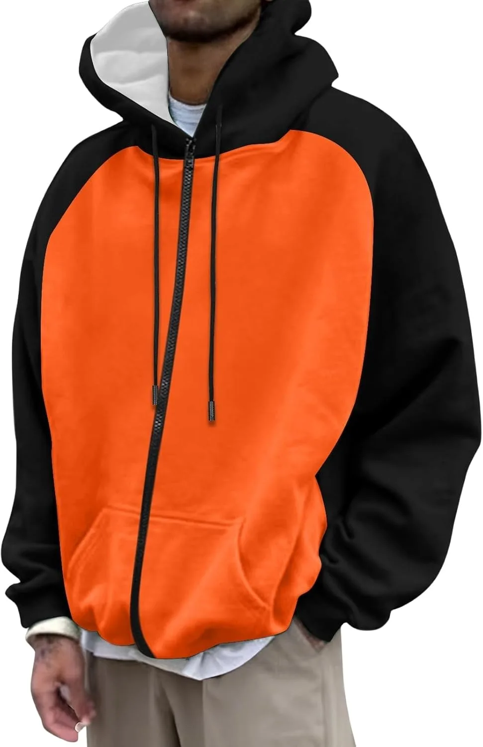 Толстовка с капюшоном на молнии для мужчин, цветной блок, свободный крой
Толстовка с капюшоном на молнии для мужчин, цветной блок, свободный крой