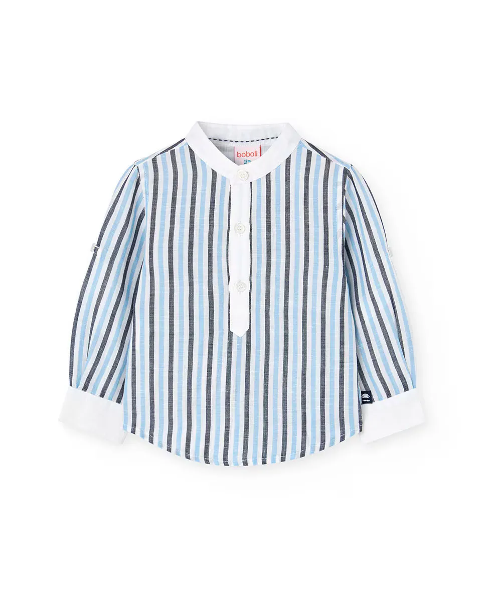 Рубашка в полоску для мальчиков с мандариновым воротником Boboli, синий
Рубашка в полоску для мальчиков с мандариновым воротником Boboli, синий